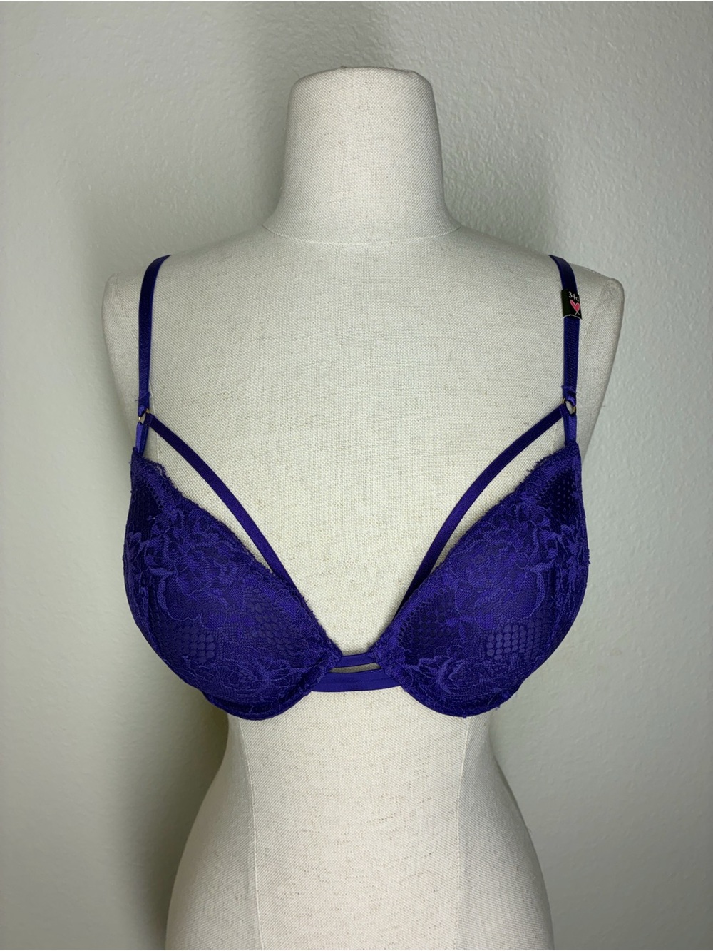NWT Victoria's Secret Deep Purple Lace Push-Up Bra, size 34C